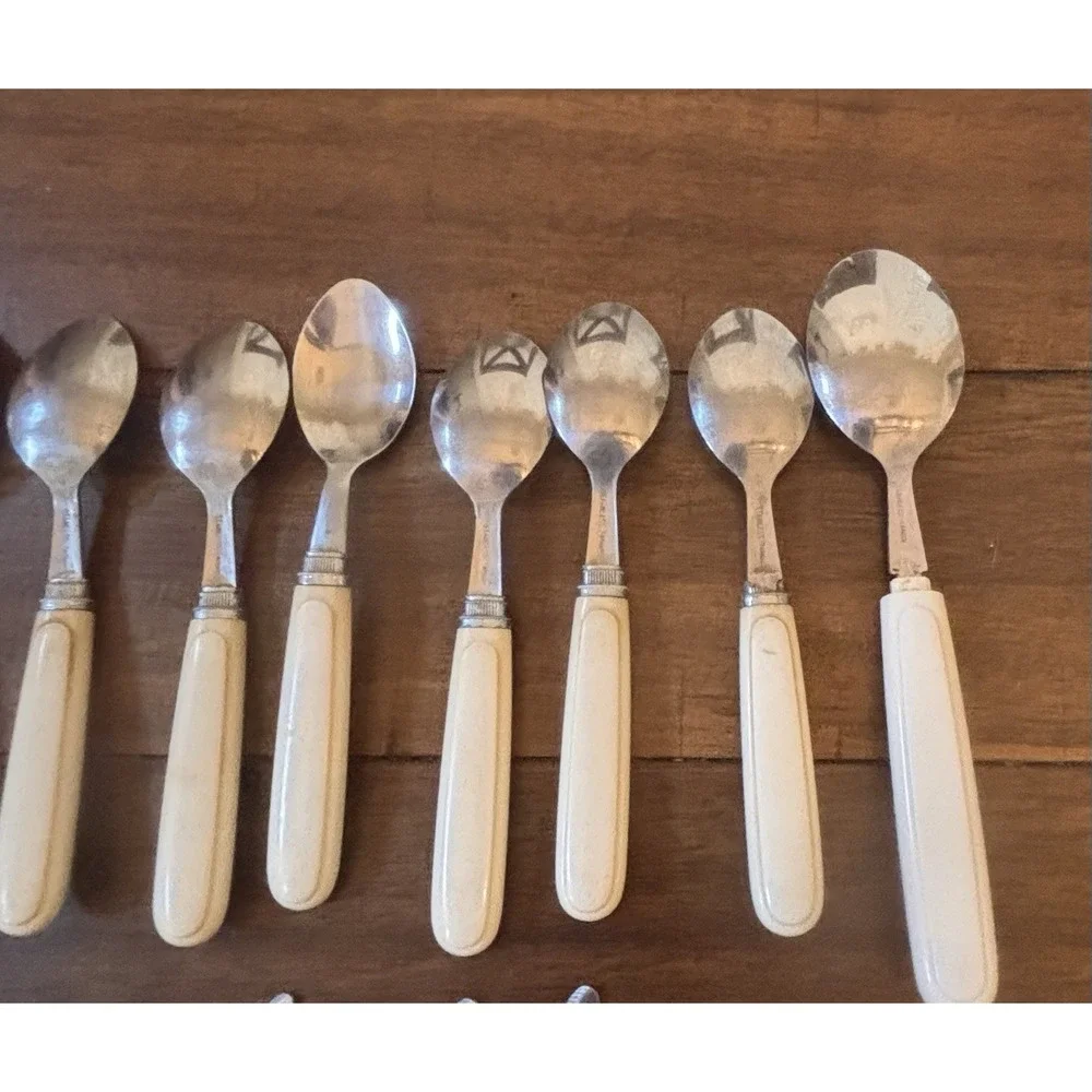 Studio Nova Flatware White Handle 12 Pc Lot FADED AS IS READ
